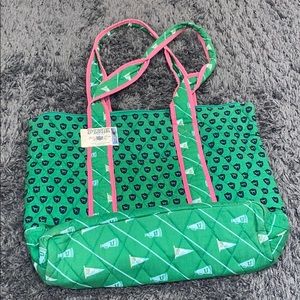 PINK green/navy/pink zipper bag